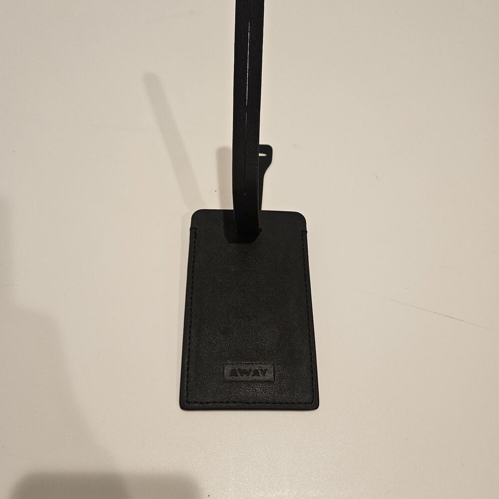 NEW AWAY The Luggage Tag Black Travel ID Leather